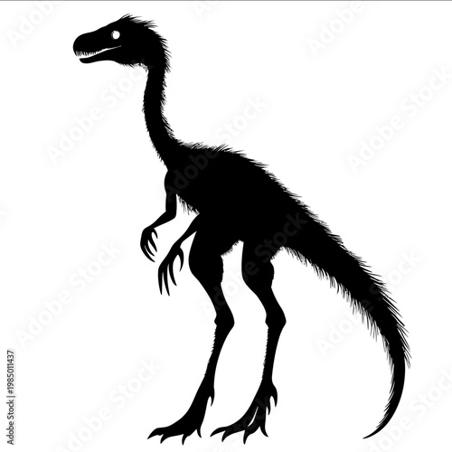 black silhouette Deinonychus on a white backgrounk vector