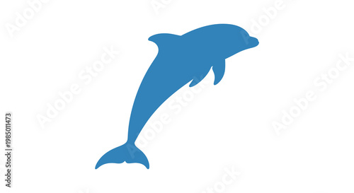 A vibrant blue dolphin leaps from the water in a striking silhouette