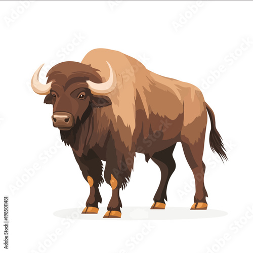 simple vector buffalo clipart illustration white background vector art style simple design flat illustration no shadows