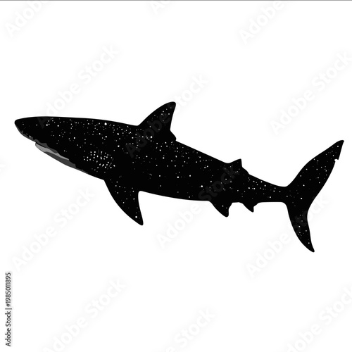 black silhouette Greenland shark on a white backgrounk vector