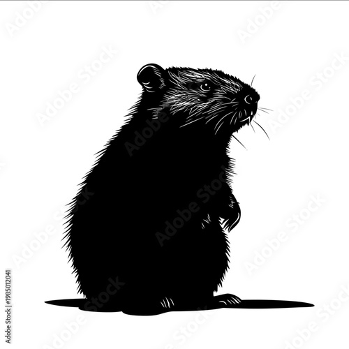 black silhouette black bear hamster on a white backgrounk vector