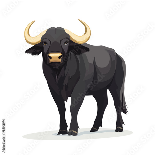 simple vector cape buffalo clipart illustration white background vector art style simple design flat illustration no shadows