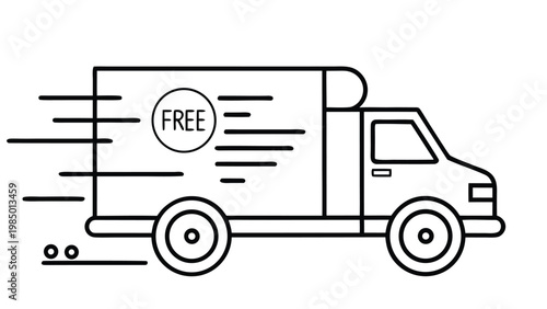 Fast Shipping Truck Icon Collection, Free Delivery, 24h Express Service, Speed Van Symbols on White Background Vector