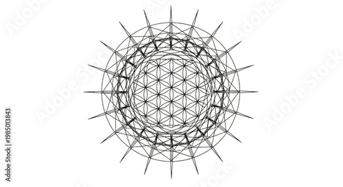 Intricate geometric pattern design element.