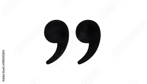 Isolated Black Double Quotation Mark Symbol on White Background