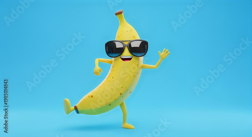 Cool banana character a playful and stylish fruit mascot with sunglasses
