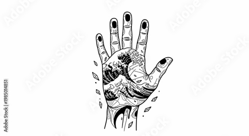 A hand with a skull on it.