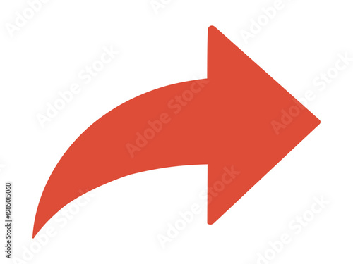 右向きの赤い曲がった矢印のイラスト