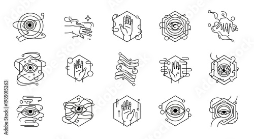 Collection of abstract line art icons.