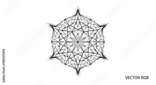 Geometric pattern design with lines and shapes.