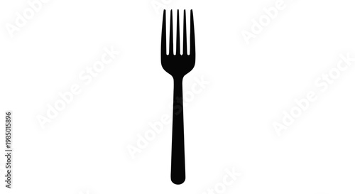 Vector illustration of black silhouette of a fork on a transparent background