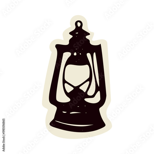 Simple burning candlelight lantern design element. Black and white Christian light of the world symbol for pilgrimage.Isolated hand drawn illustration 