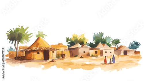 Agadez. Agadez hand drawn watercolor illustration on white background