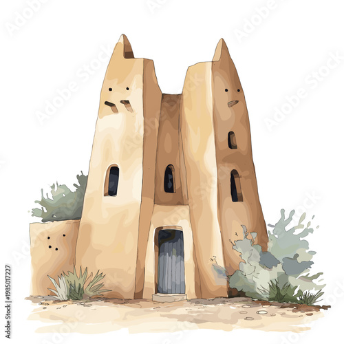 Aksum. Aksum hand drawn watercolor illustration on white background