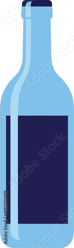 Light blue glass bottle with dark rectangular label area container beverage