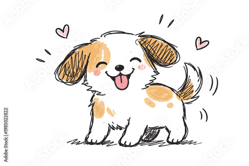 Dog emotion doodle icon generation wagging image vector naive simple happily style