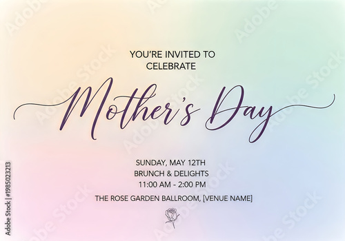 Mothers day celebration invitation with gradient background