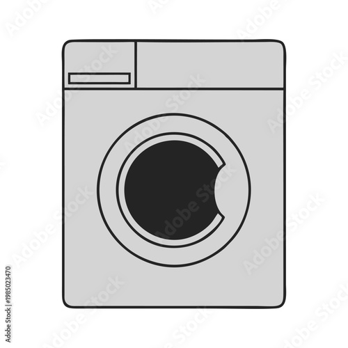 Washing machine icon in flat design style with clean lines and minimal shapes, isolated on white background, household appliance concept, vector illustration