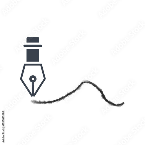 Pen nib drawing line icon in flat design style with clean lines, isolated on white background, writing and design concept, vector illustration