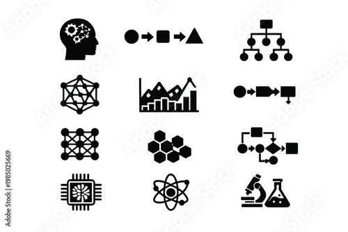 Science vector diagram uniform structure simple all image icon reasoning generation cognition