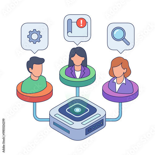 Team collaboration and data management system illustration