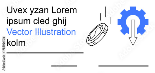 Business, automation, efficiency, technology, workflow, financial management. Coin, gear and arrow process optimization. Business process automation and efficiency concept