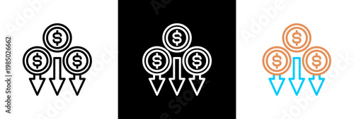 Deflation on white and black background