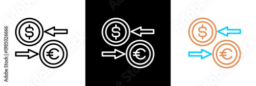 Currency Exchange on white and black background