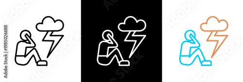 Depression on white and black background