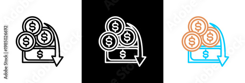 Devaluation on white and black background