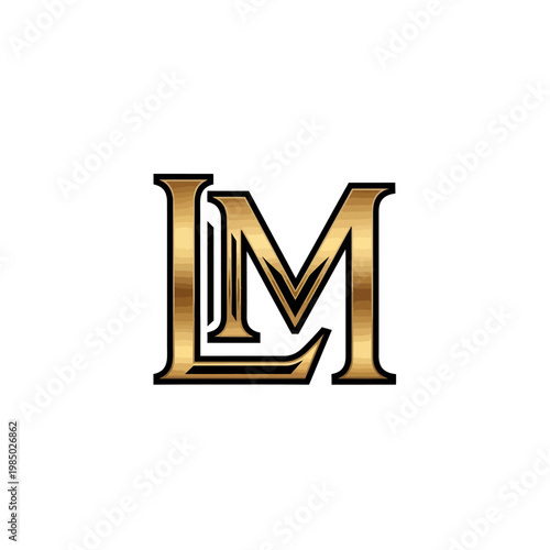 Elegant Golden LM Monogram Logo Design.
