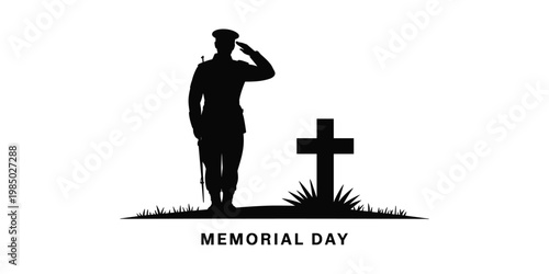 Memorial day silhouette honoring fallen heroes with respect and remembrance