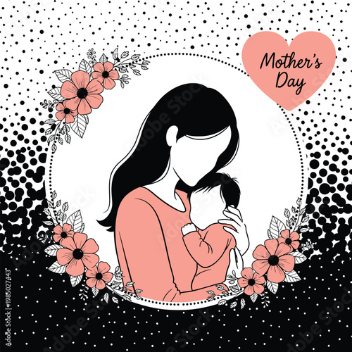 Happy mother's day loving mother and child illustration for a heartfelt celebration