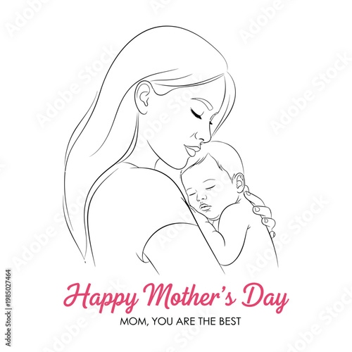 Happy mother's day a loving sketch of mother and child celebrate mother day