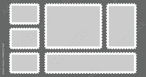 Postage Stamp Collection: An array of blank postage stamps arranged against a muted backdrop, a canvas of anticipation for future correspondence, ideal for showcasing designs and concepts.