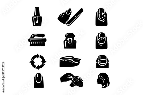 Manicure diagram brush image nail fill icon polish gel vector depicting simple