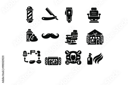 Diagram barber symbol icon vector grid grooming fill mustache structure barbershop