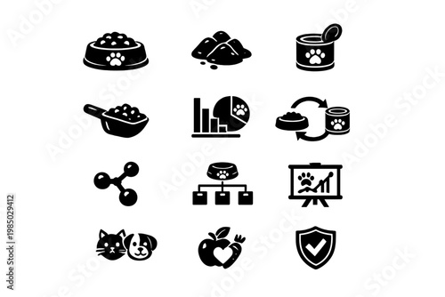 Pet workflow food iconography arrows structure depicting bowl canned vector icon
