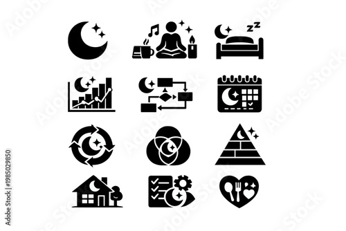 Simple generation vector analytics symbol moon image lifestyle diagram routine icon chart