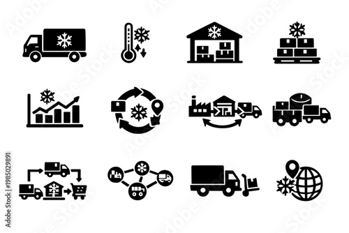 Chain generation image control symbol workflow depicting simple diagram refrigerated vector icon