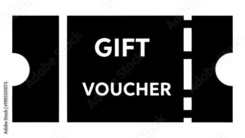 Black gift voucher icon with text _GIFT VOUCHER_ on white background