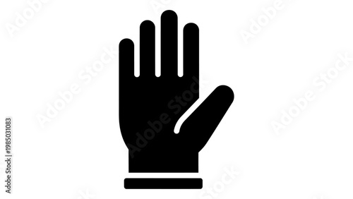 Black glyph icon of a hand with fingers spread, isolated on white background