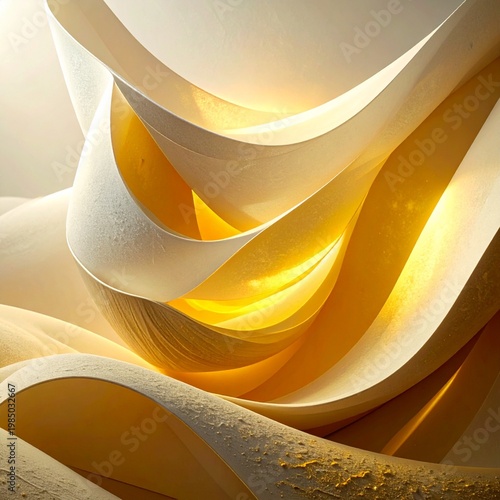 Elegant abstract background with golden flowing curves and textured sand layers in soft light for luxury and sophisticated modern designs