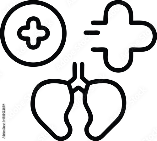 Medical icon lungs first aid and healthcare symbol