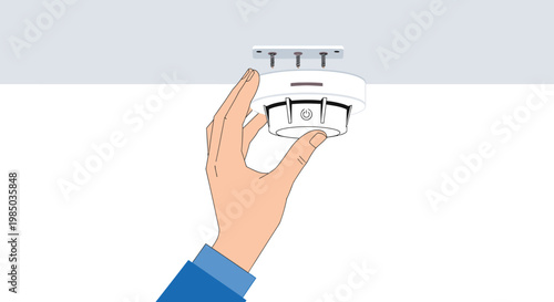Hand holding smoke detector for home safety and security a crucial device for fire prevention and protection