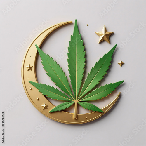Environment Concept Eid Leaf. Design An Eid Logo Featuring A Cannabis Leaf Symbol