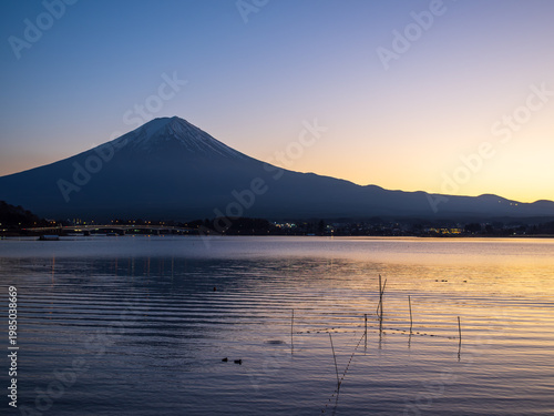 mount fuji at sunset