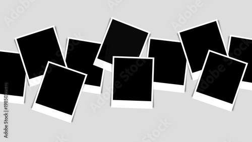 Quadro su tela Scattered horizontal blank photo frames banner, vector illustration