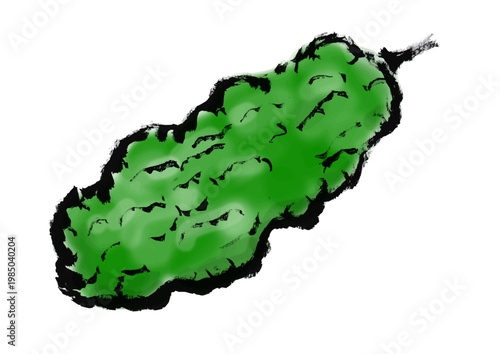 ゴーヤの筆手書き和風イラスト素材