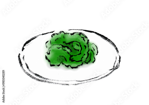 ゴーヤの切ってある筆手書き和風イラスト素材